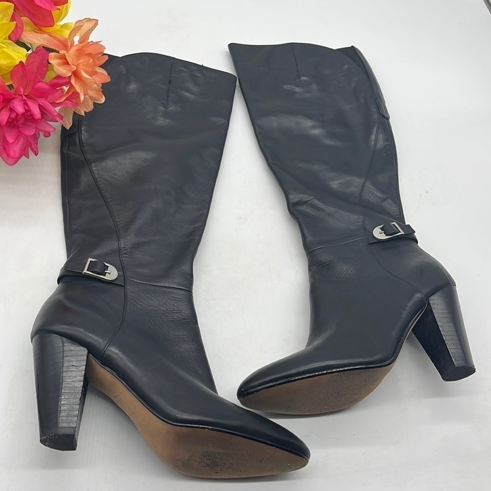 Mark Fisher Black Heeled Leather Boots Sz 9. TB1524A